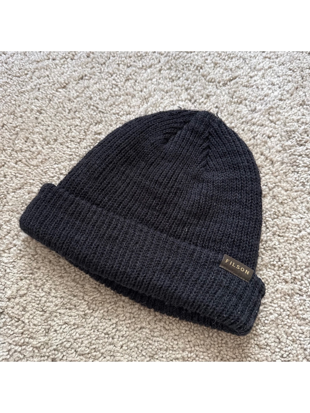 Filson Wool Watch Cap Beanie Hat Ribbed Black One Size